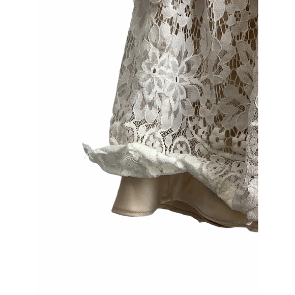 White Pearl Beaded Layered Tiered Lace Dress - Picture 2 of 6